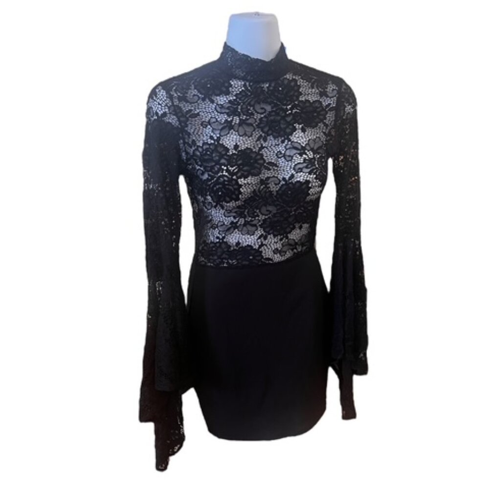 WINDSOR Long Sleeve Lace Mini Dress - Picture 9 of 9